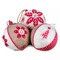 SET OF 3 RED FELT CHRISTMAS ORNAMENTS - HANDMADE BAUBLES HOLIDAY BALLS DECOR 4"